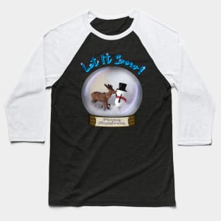 Deer and Snowman Snow Globe Merry Christmas Baseball T-Shirt